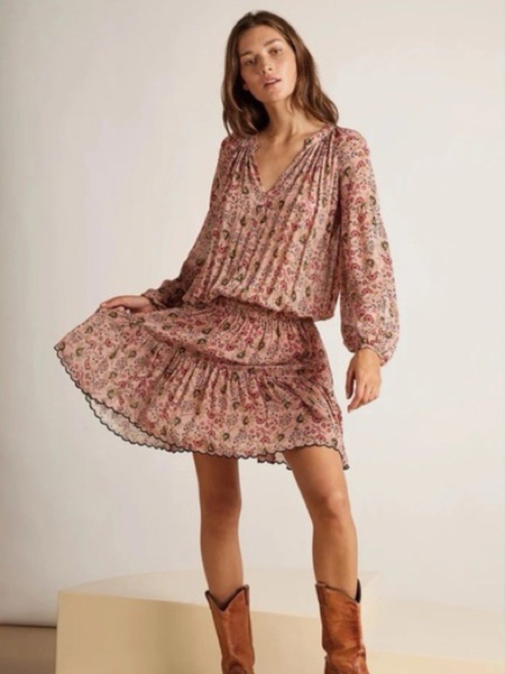 Velvet By Graham & Spencer Anthropologie Aubrey Floral Tunic Mini Dress Size M - Picture 13 of 13